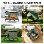 YUWENUS Heated Outdoor Cat House with Heated Pad and Escape Door for Outdoor Weatherproof Cat Shelter Insulated Outdoor Cat House,Green,Small - Image 23